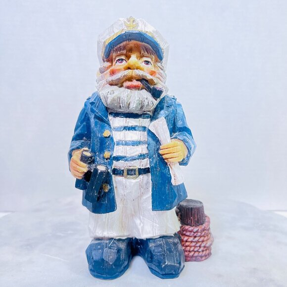 Vtg Faux Carved Wood Sea Captain Sailor Maritime Salty CoastalCore 8" Nautical - Picture 1 of 7